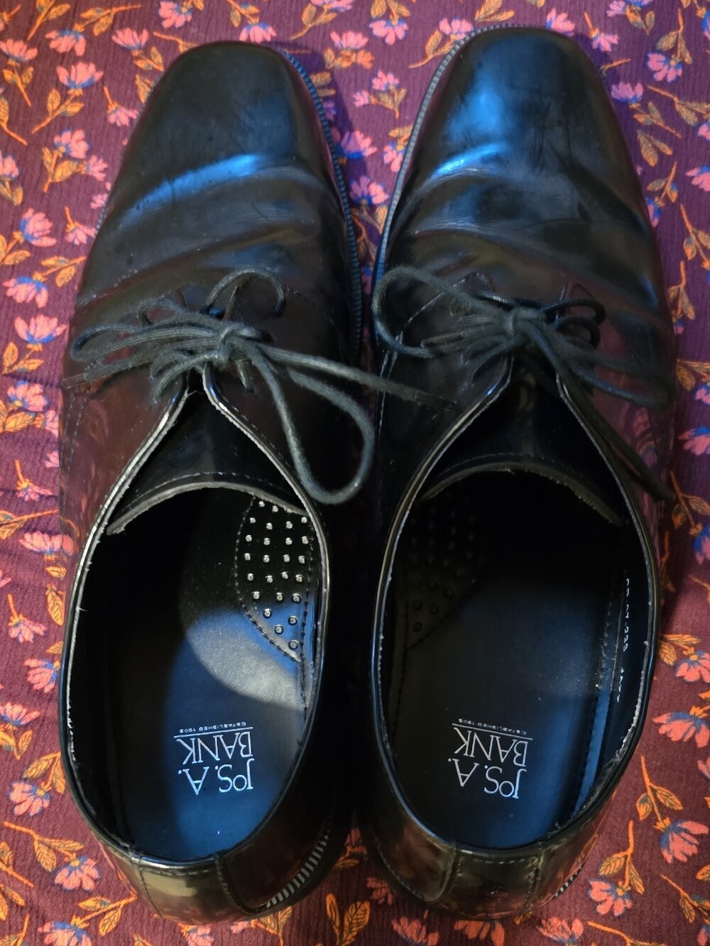 Jos. A. Bank Mens 10 Black Square Toe Derby Oxford Shoes Business Formal Wedding - Picture 5 of 5